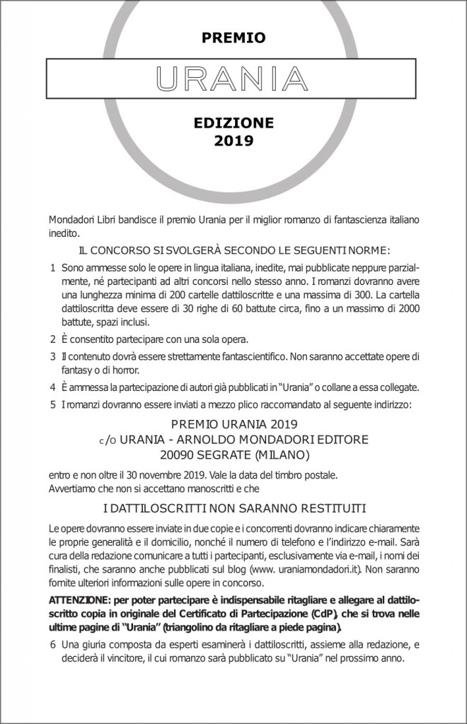 Premio Urania 2019
